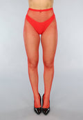 Rode Basic Panty met Kleine Fishnet