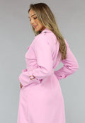 Lange Jas met Ceintuur in Babyroze