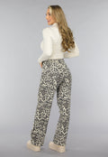 Straight Leg High Waist Panterprint Jeans