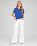 Blauw Basic T-Shirt met Lichte Stretch