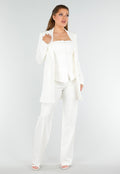 Cream Strapless Getailleerde Gilettop met Knopen