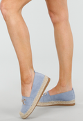 Lichtblauwe Espadrilles van Suèdelook met Gevlochten Zool en Gouden Bit