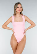 Roze Body met Vierkante Hals en Stretch