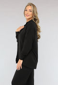Zwarte Stretchy Wide Leg Two Piece