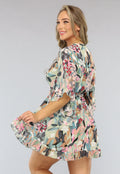 Print Skater Jurk met Flair Mouwen en Tailleband