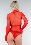 Rode Mesh Fishnet Body met Slangenprint