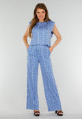 Blauwe Mouwloze Stretch Top met Schoudervullingen