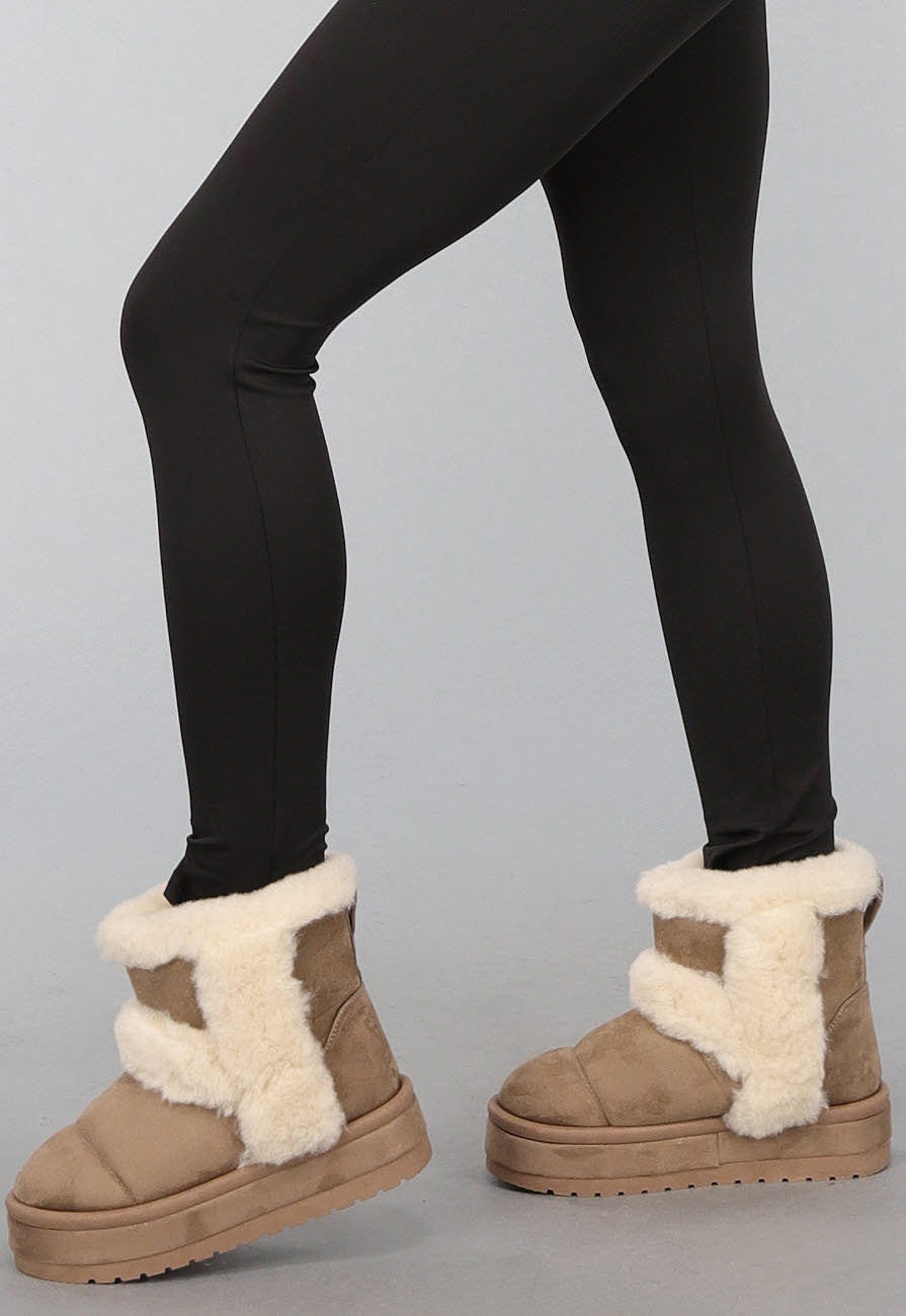 Bruine Faux Fur Boots met Plateau