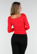 Rode Stretch Top met Overslag en Plooien