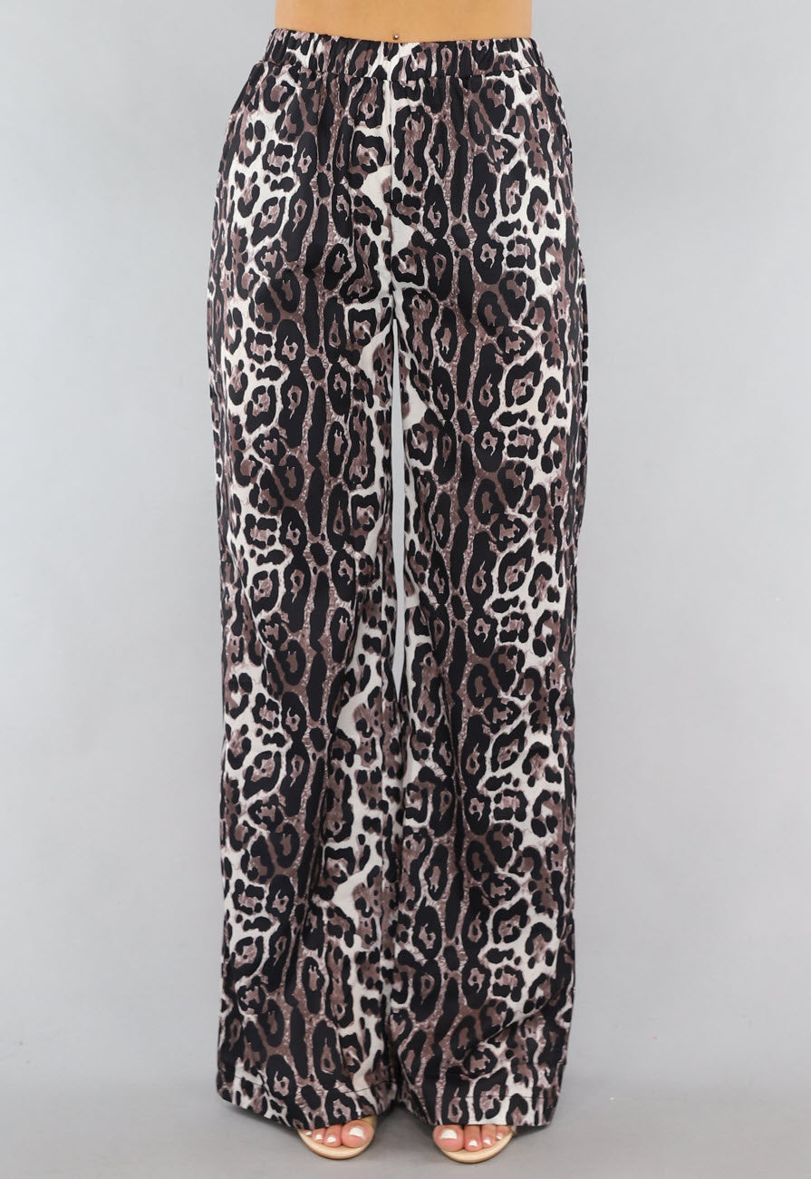 Wide Leg High Waist Tall Panterprint Broek