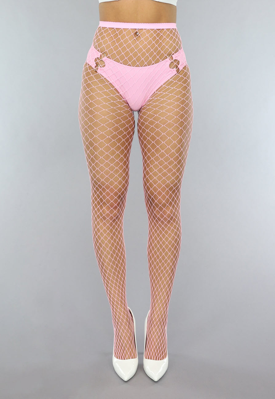 Lichtroze Net Panty met Groot Patroon