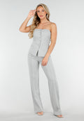 Lichtgrijze Pantalon met Stretch en Rechte Pijpen