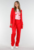 Rode Half Lange Blazer met Stretch