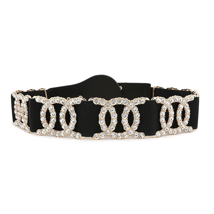 Zwarte Elastische Riem met Strass