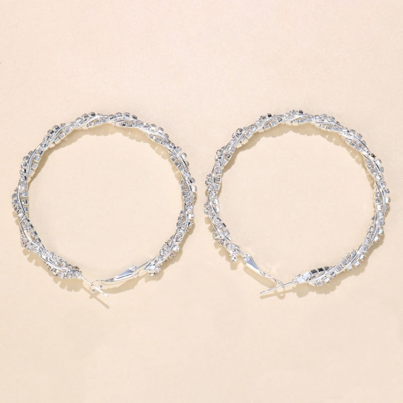 Zilveren Twist Strass Oorbellen