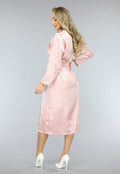 Satin Look Kimono Lang in Rosé