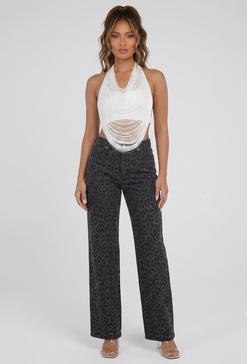 Witte Halter Franjetop met Padded Ondertop