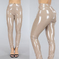 Taupe PVC Legging met Stiksels