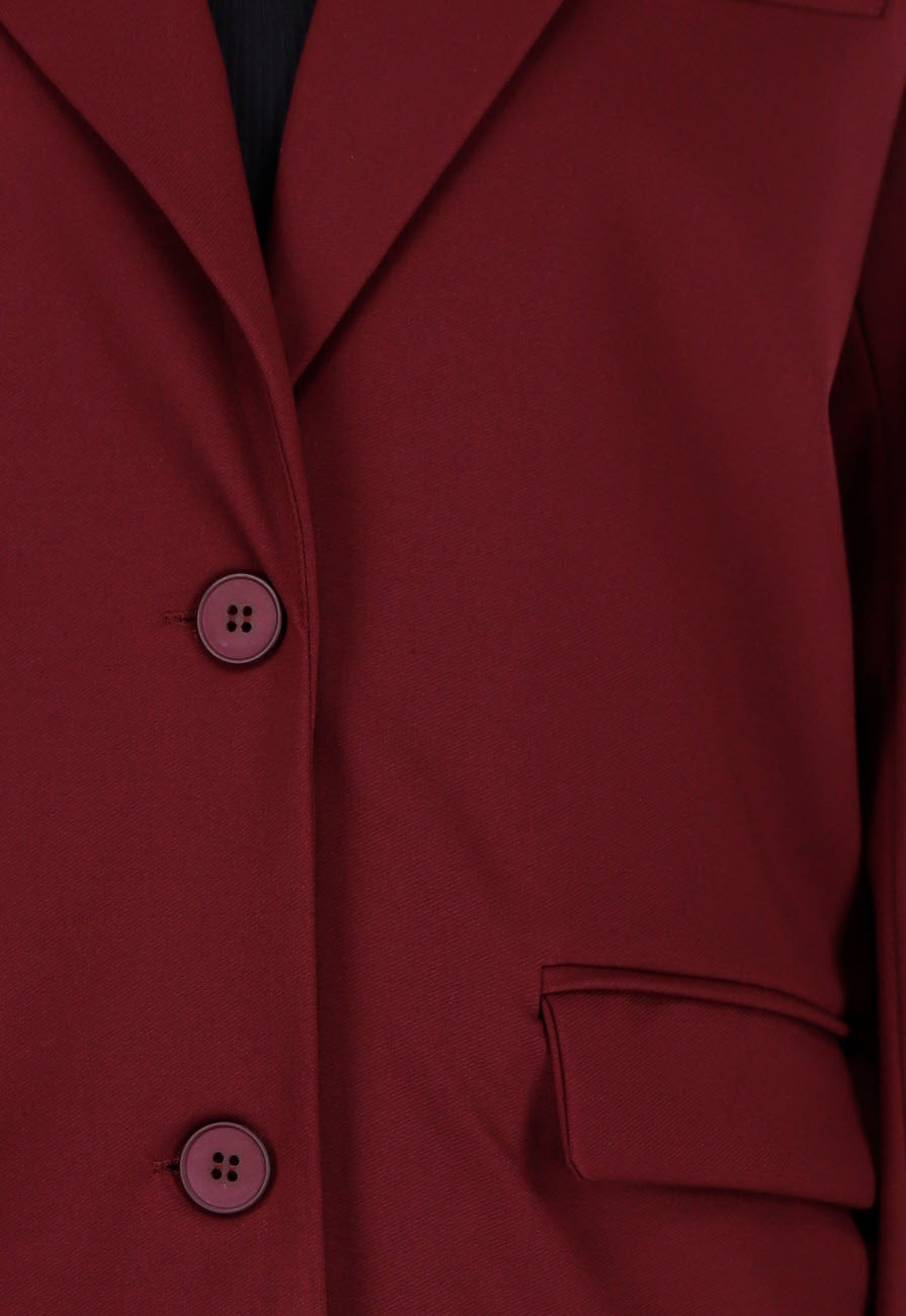 Burgundy Stretch Blazer met Schoudervullingen