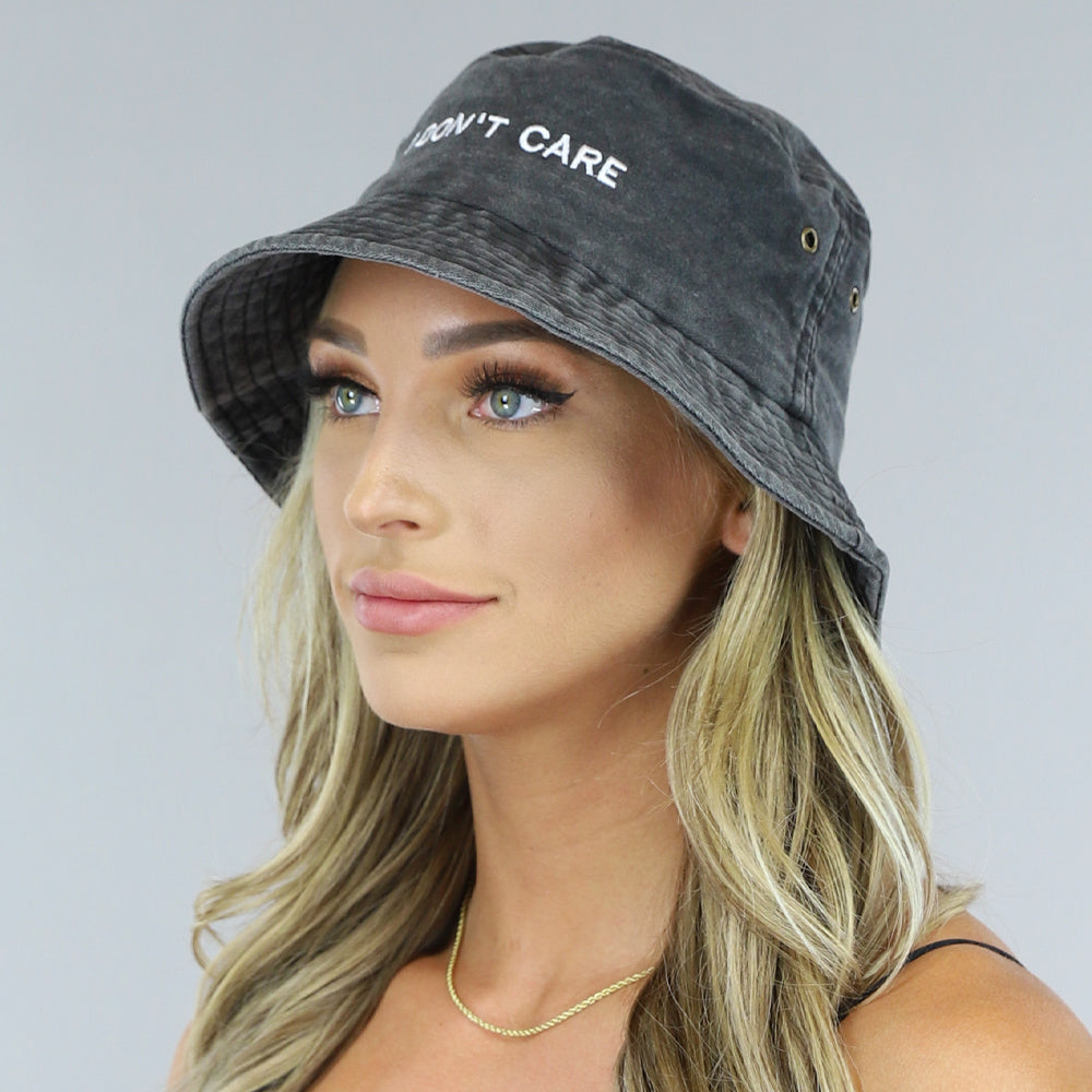 Zwarte I Don't Care Bucket Hat