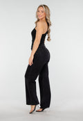 Zwarte One Shoulder Body met Drapering in Mesh Stretch