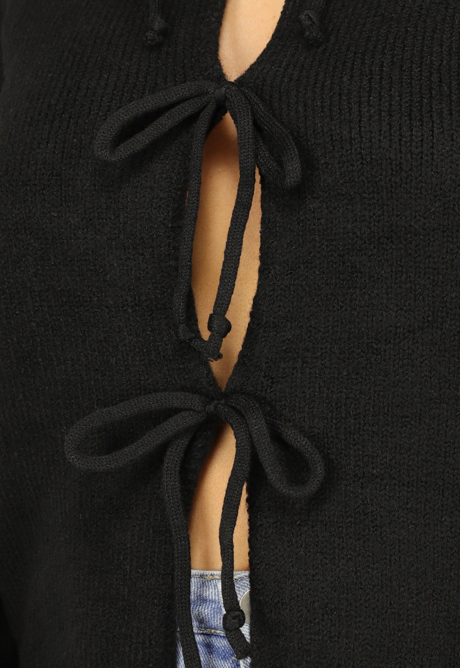 Zwart Vest met Strikjes