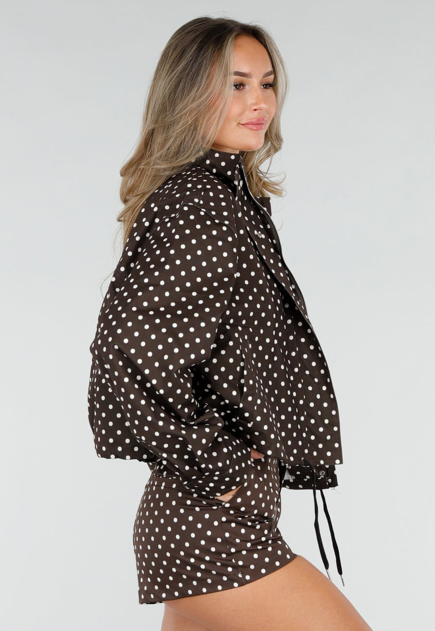 Bruine Tweedelige Polkadot Set met Jack en Short