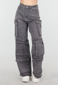 Grijze Cargo Broek met Strass Steentjes