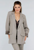 Taupe Blazerset met Leopard Details