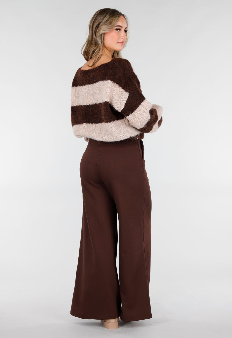 Bruine Lounge Broek met Wijde Pijpen