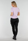 Lila Basic Stretch Top met Loose Fit