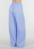 Lavendel Wide Leg Broek met Elastische Taille en Plooien