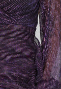 Paarse Glitter Ruches Jurk met Pofmouwen