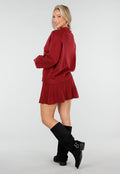 Bordeauxrode Gebreide 2-Piece Set met Trui en Rok