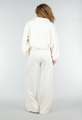 Beige Wide Leg Joggingbroek met Elastische Taille en Stretch