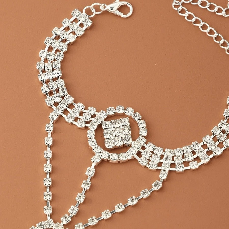 Zilveren Strass Handsieraad met Cutouts