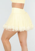 Butter Yellow Tule Rokje met Ondershort en Elastische Tailleband