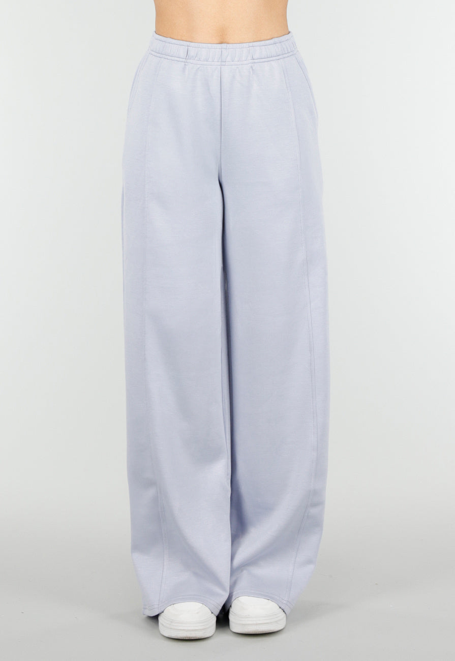 Lichtblauwe Wide Leg Joggingbroek met Elastische Taille en Stretch