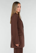 Bruine Oversized Stretch Blazer met Schoudervullingen