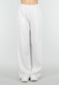 Grijze Wide Leg Joggingbroek met Elastische Taille en Stretch