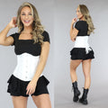 Witte Satin Underbust Korset met Borduursels