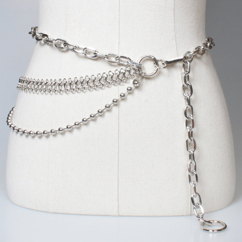 Grove Verstelbare Zilveren Taille Ketting