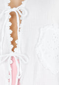 Witte Blouse met Koordsluitingen en Hartvormige Zakken