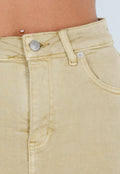Beige Denim Skort met Stretch en Hoge Taille