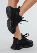 Zwarte Glitter Sneakers met Chunky Zool