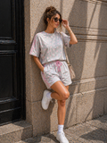 Grijze Polkadot Two Piece Set met T-Shirt en Shorts