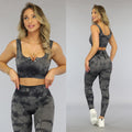 Zwarte Marmerlook Sporttop met Drukkers
