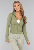 Khaki Trainingsjack met Duimgaten