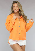 Oranje Denim Blouse met Zakken
