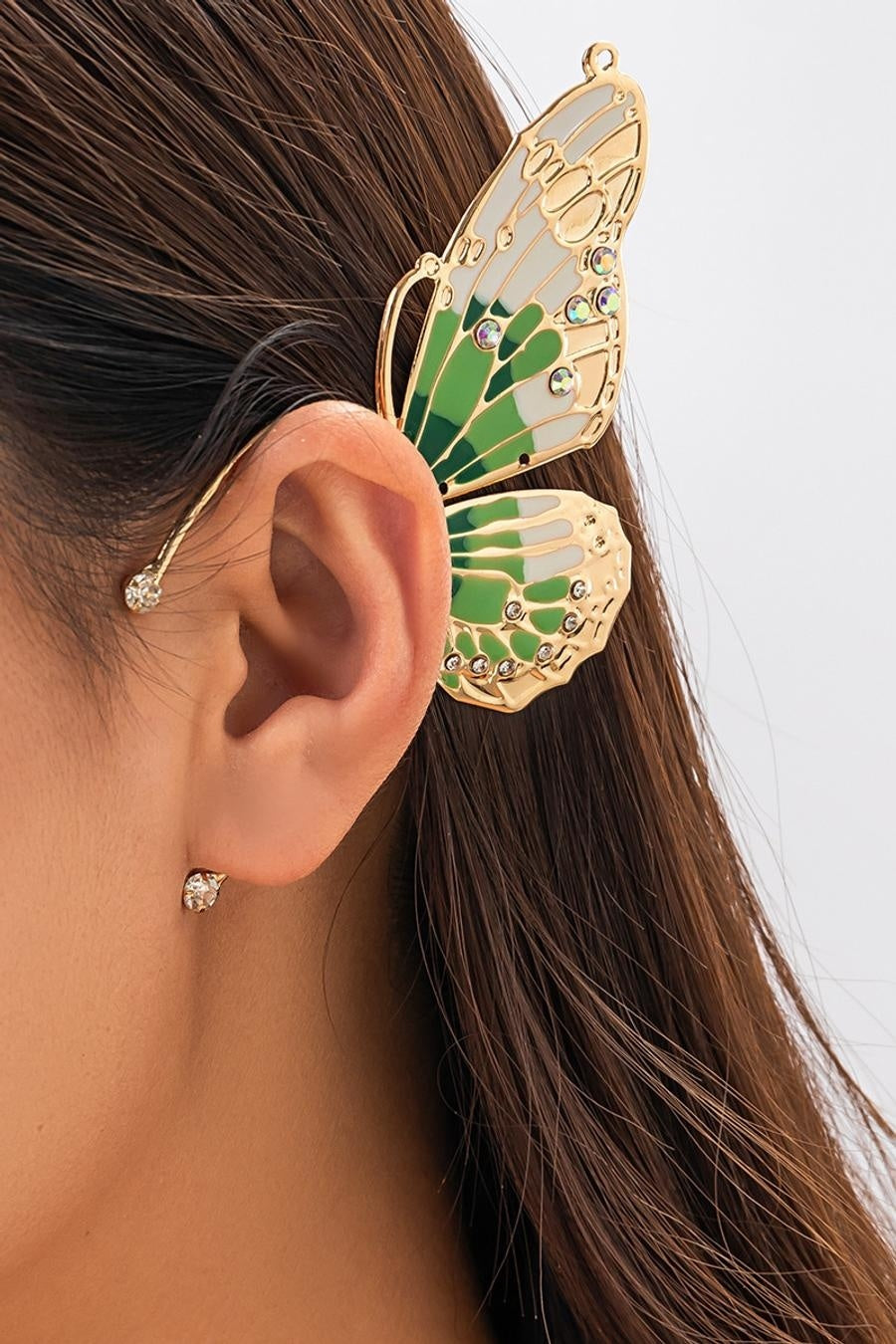 Earcuff met Groen Vlinder Ontwerp